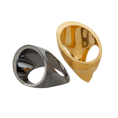 ringe in silber 925 schwarzrhodiniert und gelbgold 750